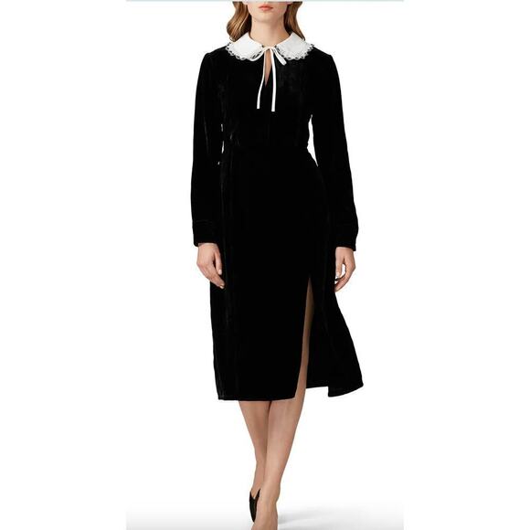 Sweet Baby Jamie  Black Collared Velvet Dress SZ L - Picture 1 of 15